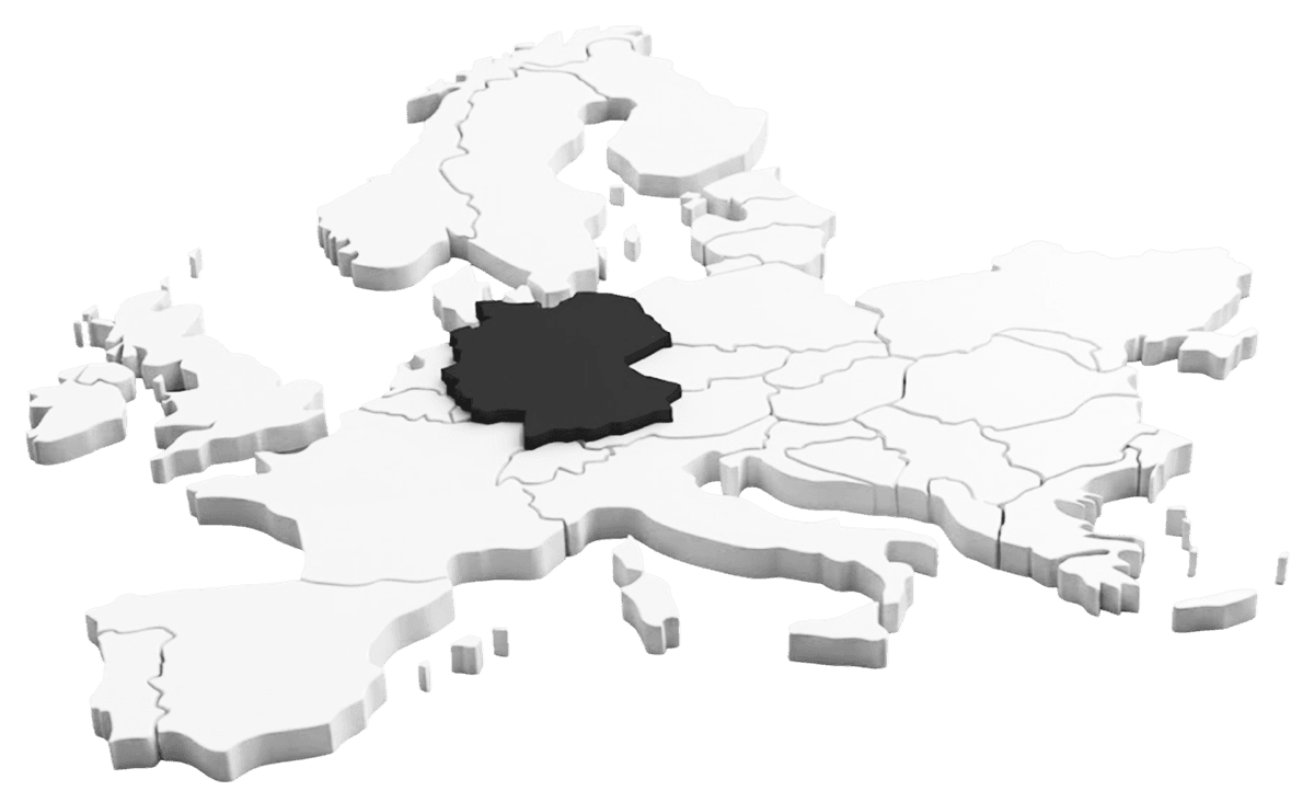 Relief map of Europe with Germany highlighted