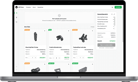 LBR.parts ordering platform on a laptop